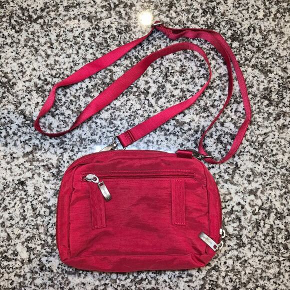 Baggallini Crossbody Shoulder Belt Waist Bag Red 5 Compartments - Picture 2 of 8